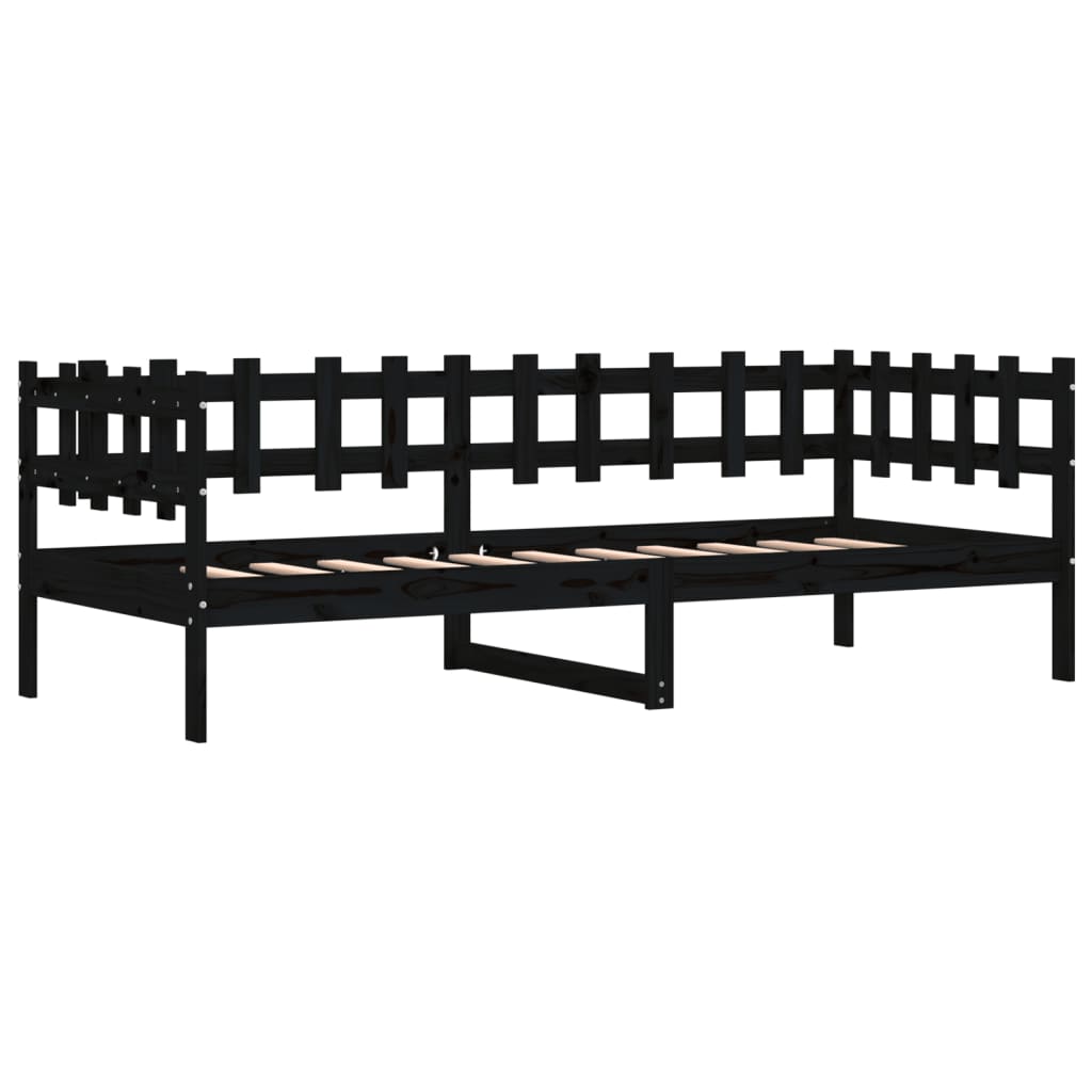 vidaXL Pat de zi, negru, 90x200 cm, lemn masiv de pin vidaXL Pat de zi, negru, 90x200 cm, lemn masiv de pin