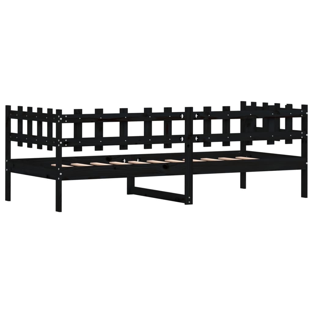 vidaXL Pat de zi, negru, 90x200 cm, lemn masiv de pin vidaXL Pat de zi, negru, 90x200 cm, lemn masiv de pin