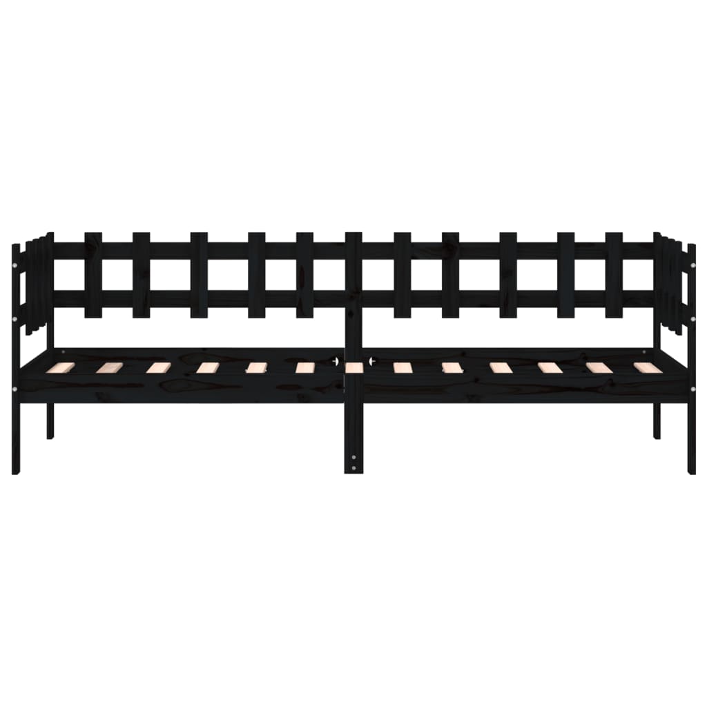 vidaXL Pat de zi, negru, 90x190 cm, lemn masiv de pin