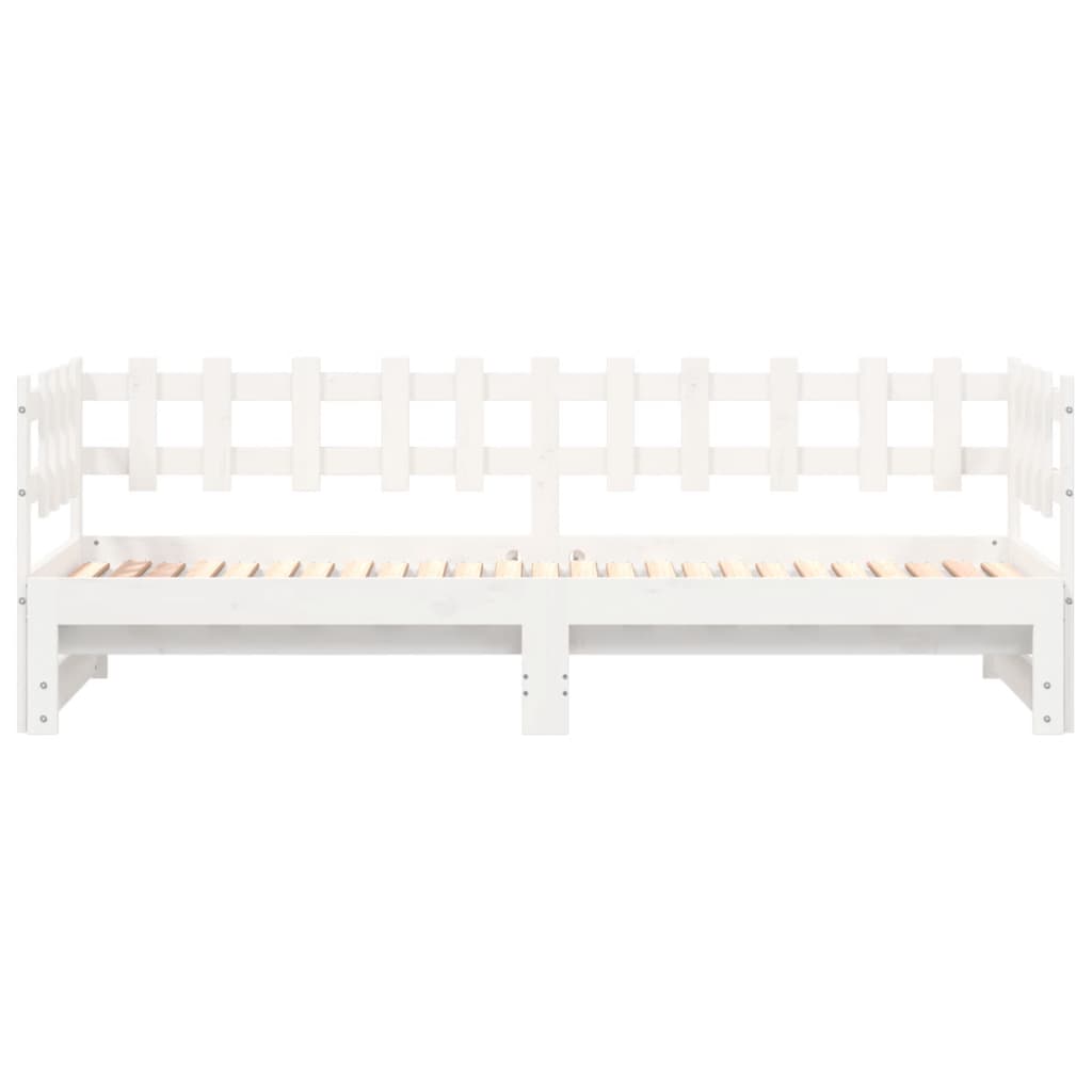 vidaXL Pat de zi extensibil, alb, 2x(80x200) cm, lemn masiv de pin