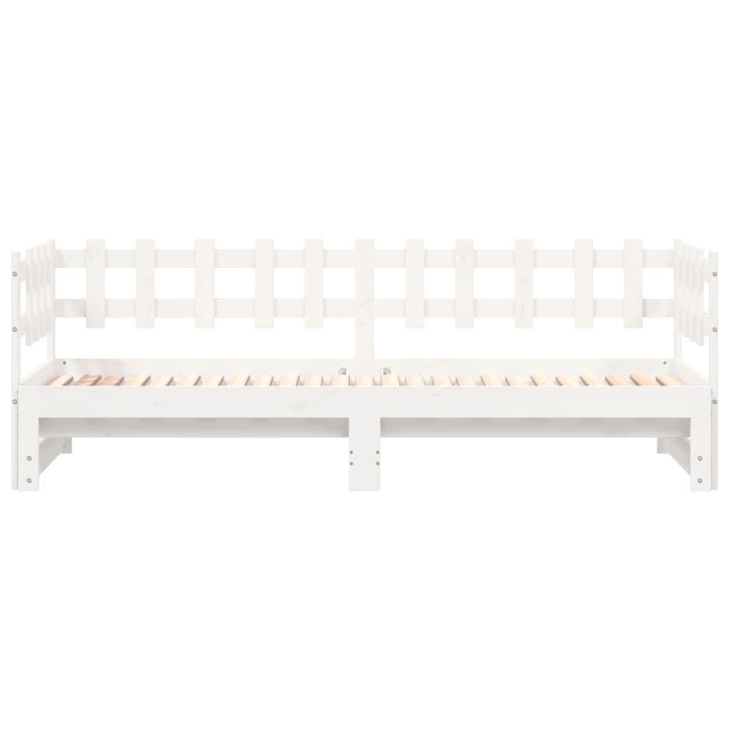 vidaXL Pat de zi extensibil, alb, 2x(90x200) cm, lemn masiv de pin