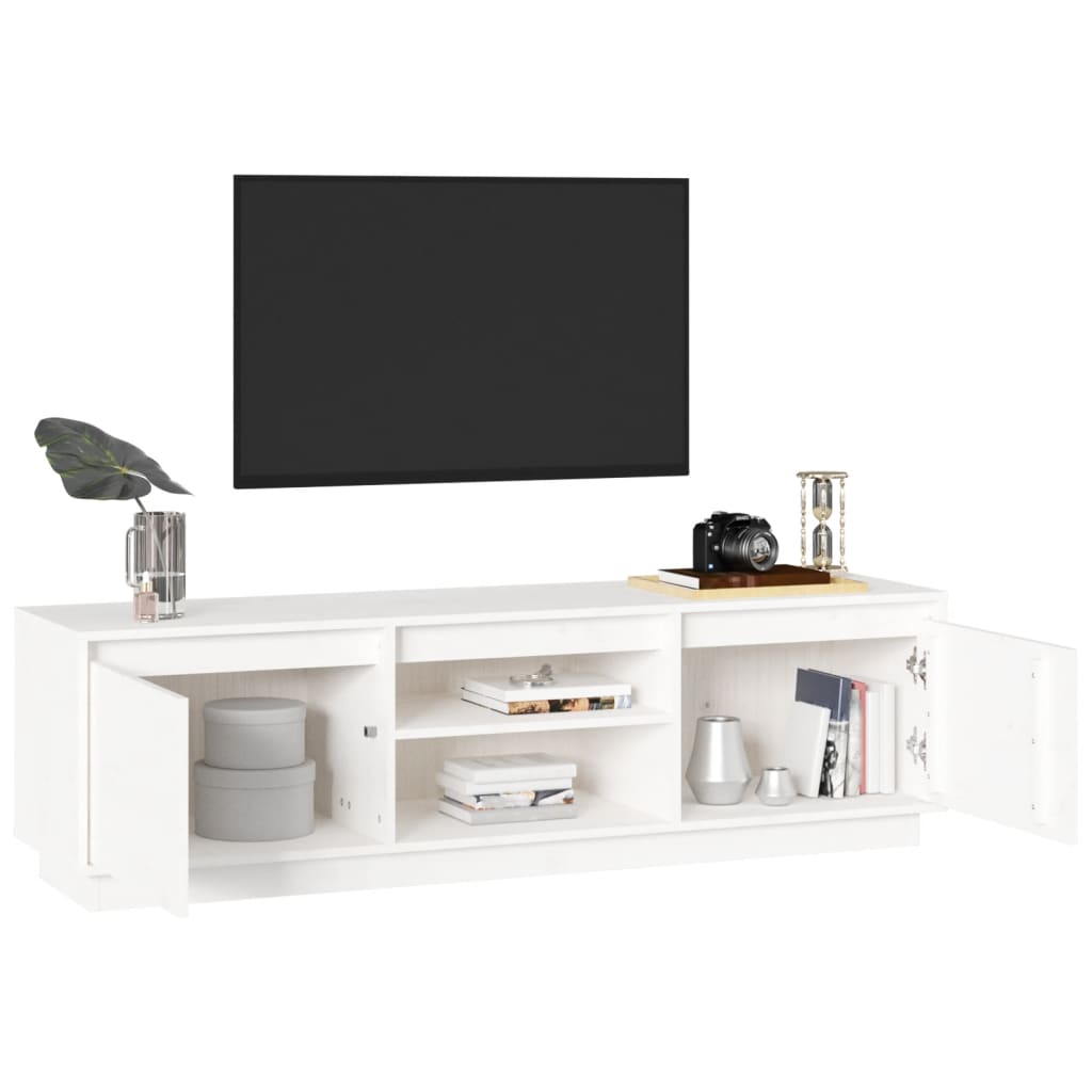 vidaXL Comodă TV, alb, 140x35x40 cm, lemn masiv de pin