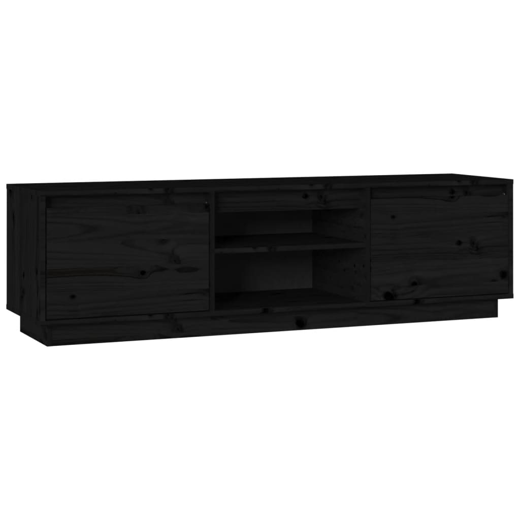 vidaXL Comodă TV, negru, 140x35x40 cm, lemn masiv de pin