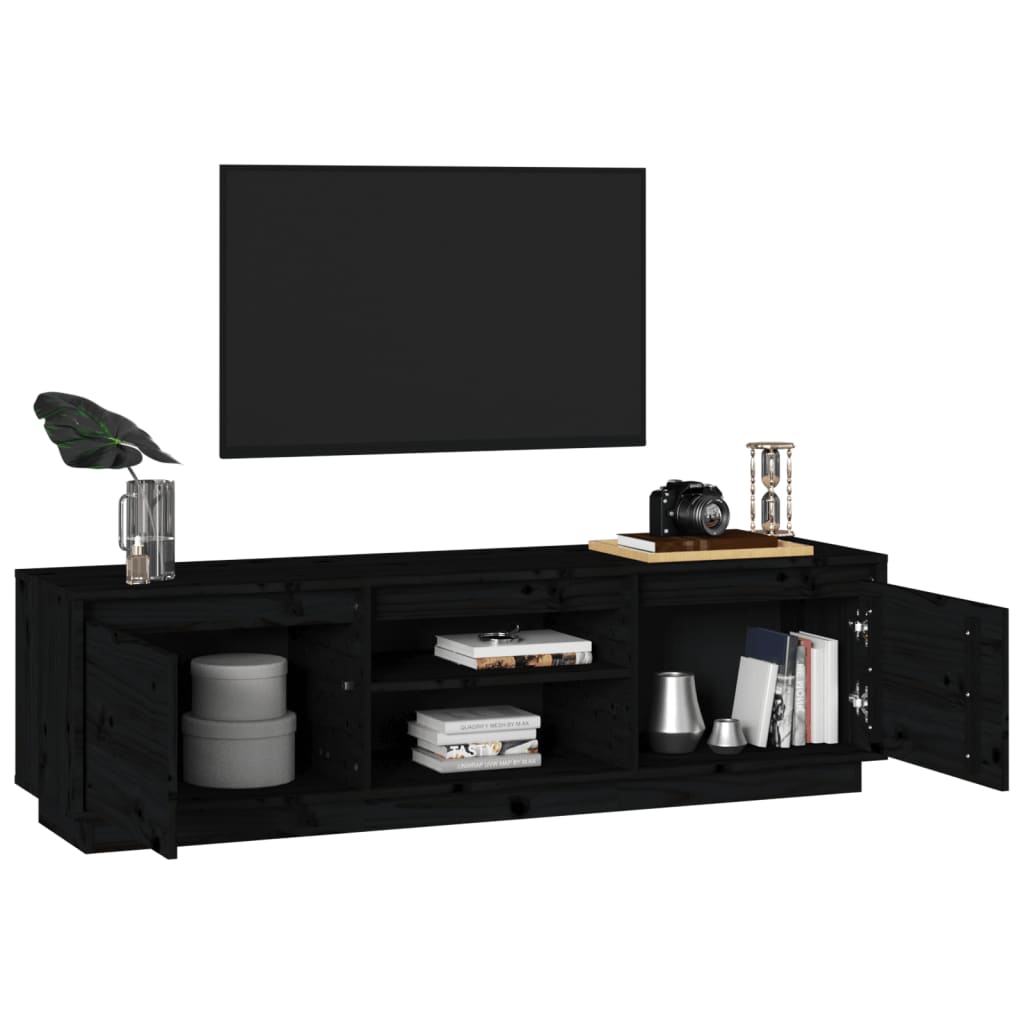 vidaXL Comodă TV, negru, 140x35x40 cm, lemn masiv de pin