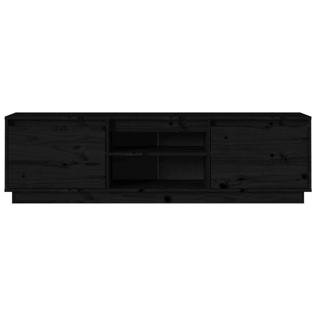 vidaXL Comodă TV, negru, 140x35x40 cm, lemn masiv de pin