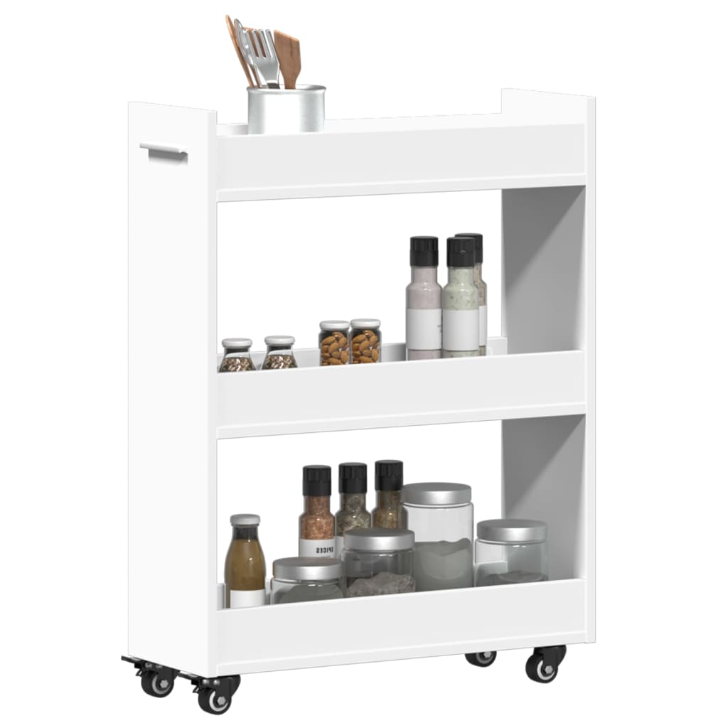 vidaXL Dulap cu roți, alb, 60x22x79 cm, lemn prelucrat