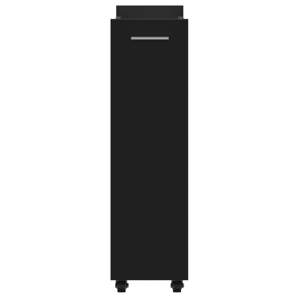 vidaXL Dulap cu roți, negru, 60x22x79 cm, lemn prelucrat