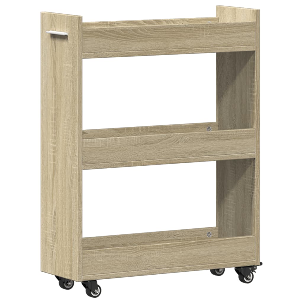 vidaXL Dulap cu roți, stejar sonoma, 60x22x79 cm, lemn prelucrat
