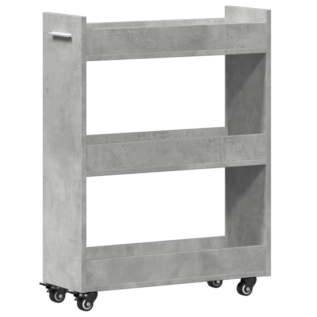 vidaXL Dulap cu roți, gri beton, 60x22x79 cm, lemn prelucrat