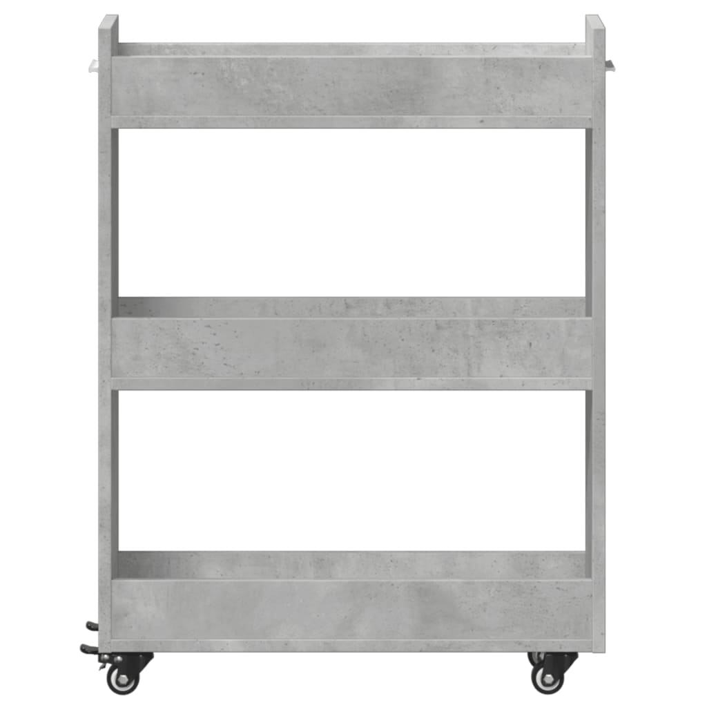 vidaXL Dulap cu roți, gri beton, 60x22x79 cm, lemn prelucrat