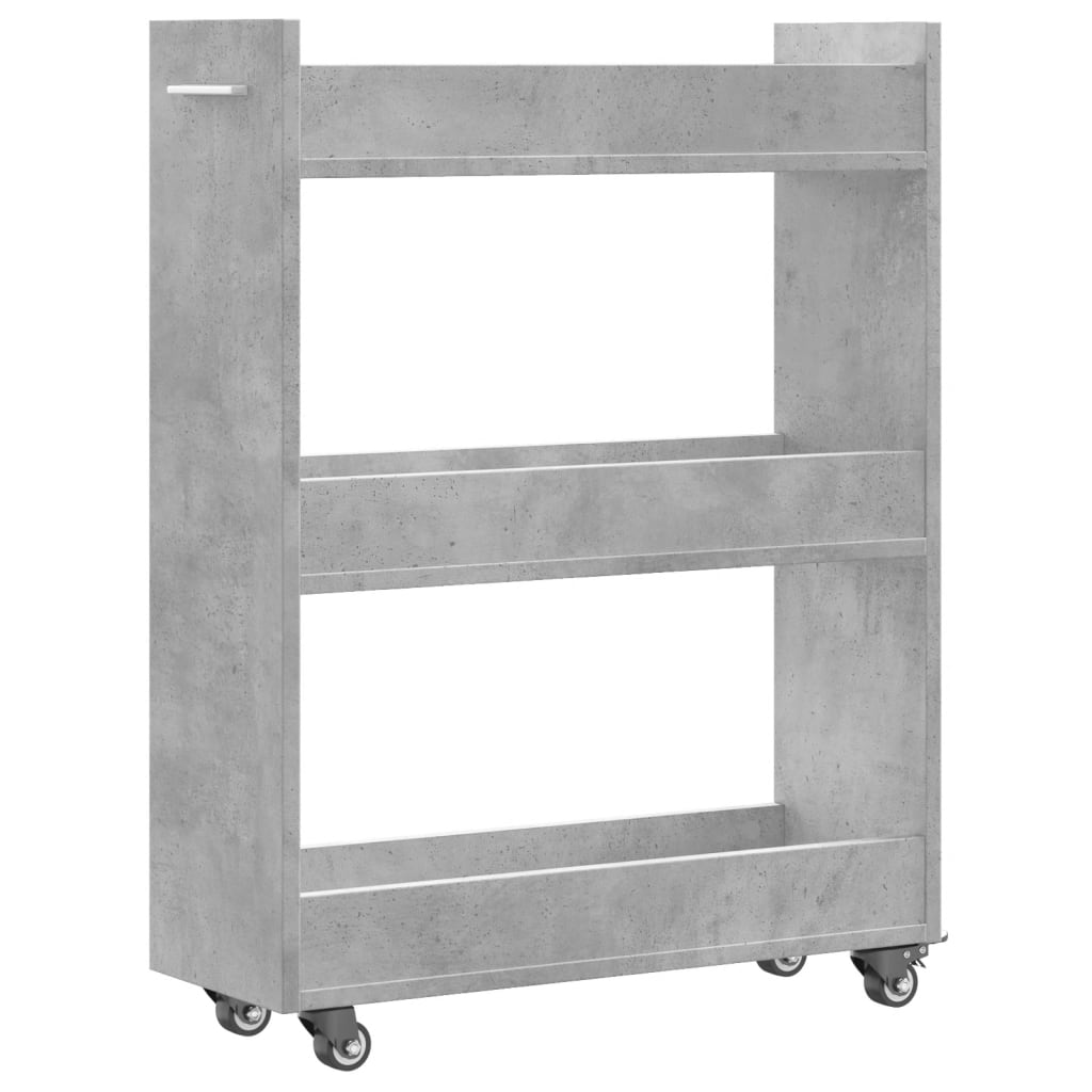 vidaXL Dulap cu roți, gri beton, 60x22x79 cm, lemn prelucrat