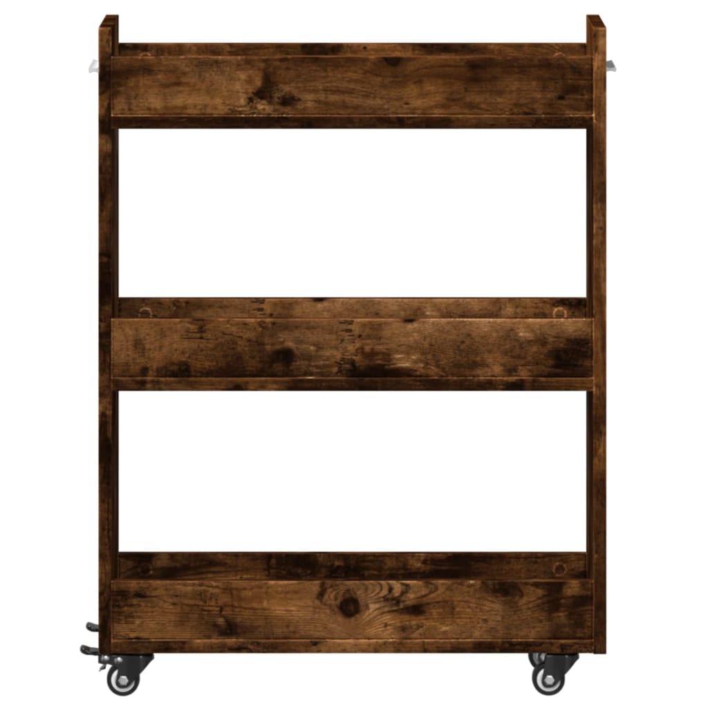 vidaXL Dulap cu roți, stejar afumat, 60x22x79 cm, lemn prelucrat
