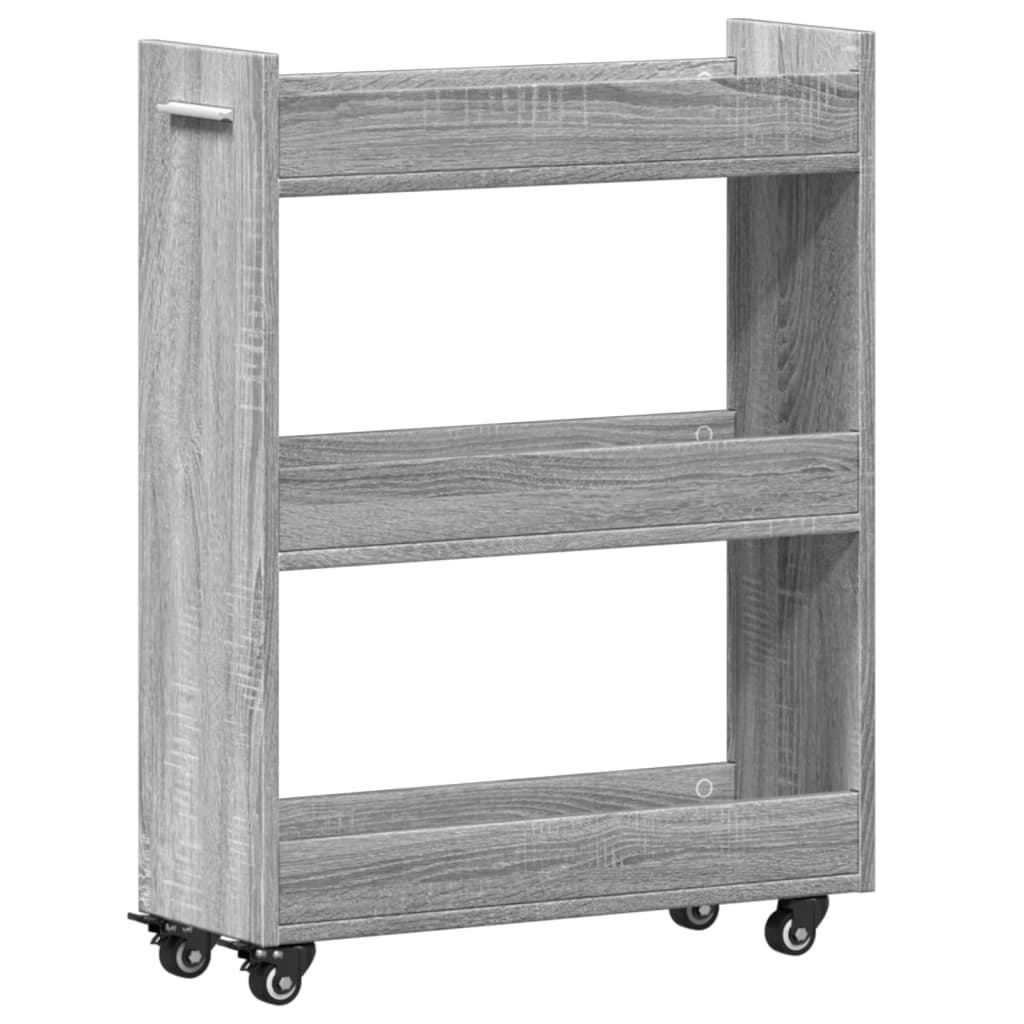 vidaXL Dulap cu roți, sonoma gri, 60x22x79 cm, lemn prelucrat