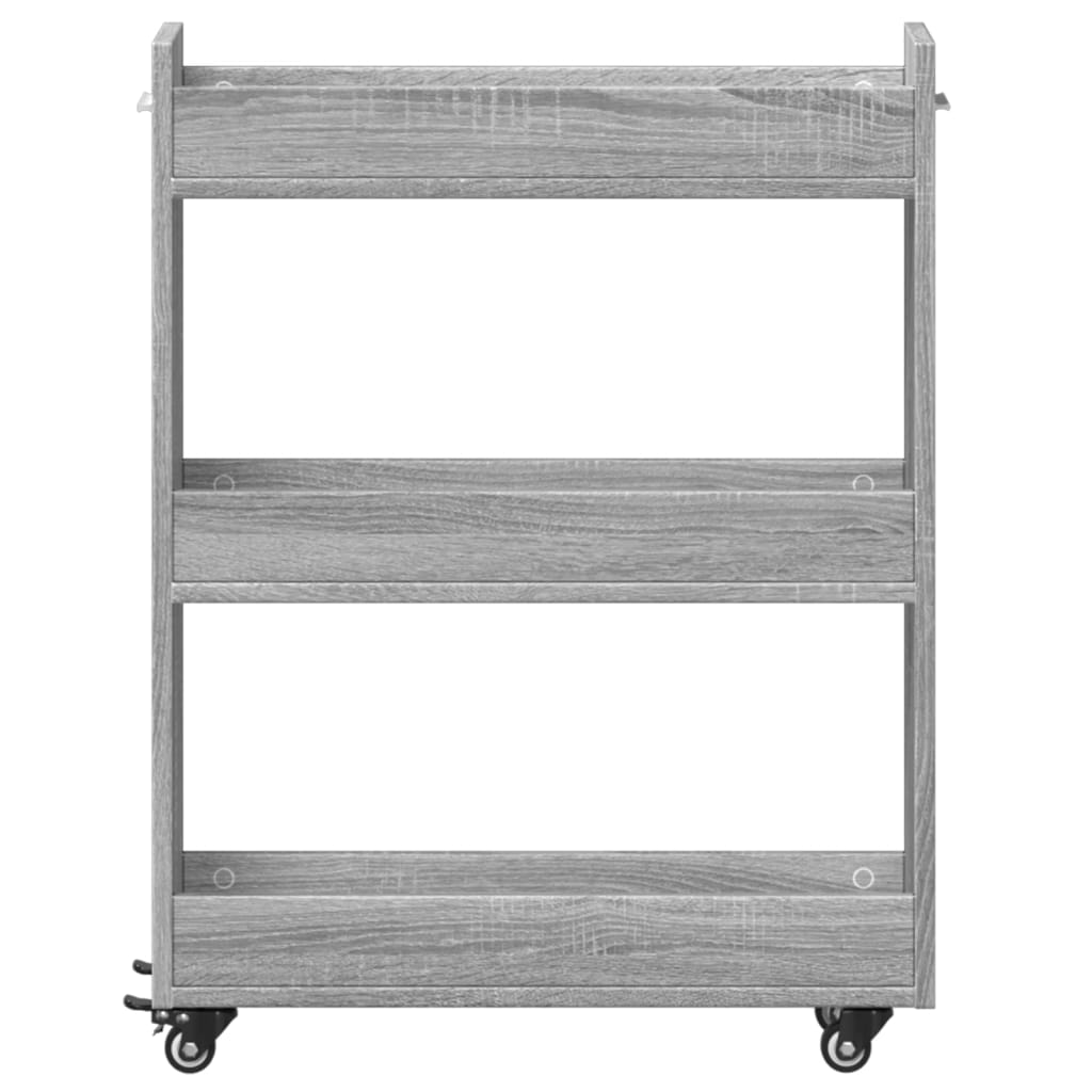 vidaXL Dulap cu roți, sonoma gri, 60x22x79 cm, lemn prelucrat