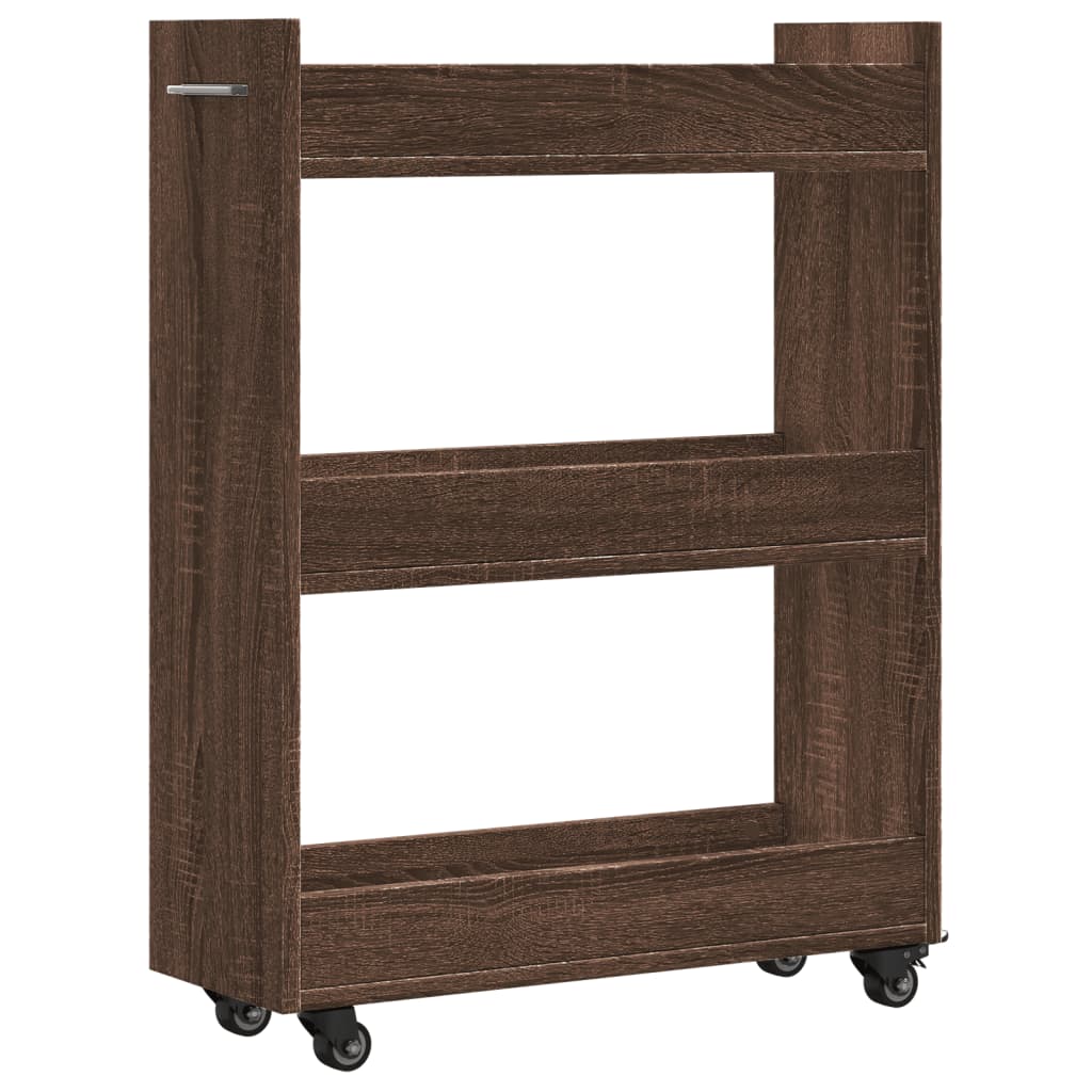 vidaXL Dulap cu roți, stejar maro, 60x22x79 cm, lemn prelucrat