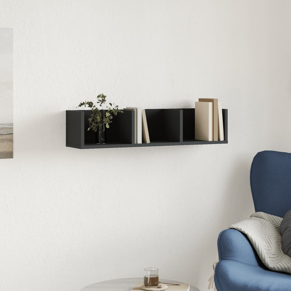 vidaXL Dulap de perete, negru, 75x18x16,5 cm, lemn compozit vidaXL Dulap de perete, negru, 75x18x16,5 cm, lemn compozit