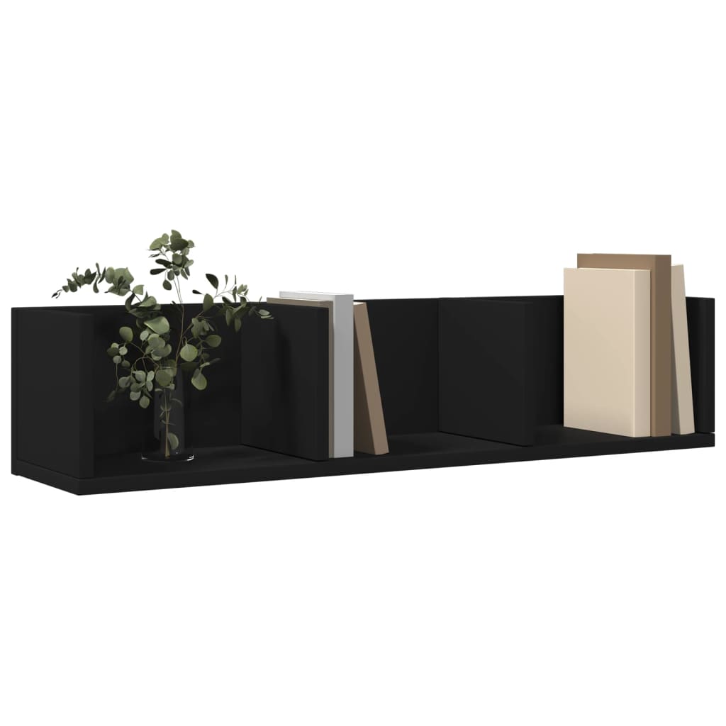 vidaXL Dulap de perete, negru, 75x18x16,5 cm, lemn compozit vidaXL Dulap de perete, negru, 75x18x16,5 cm, lemn compozit
