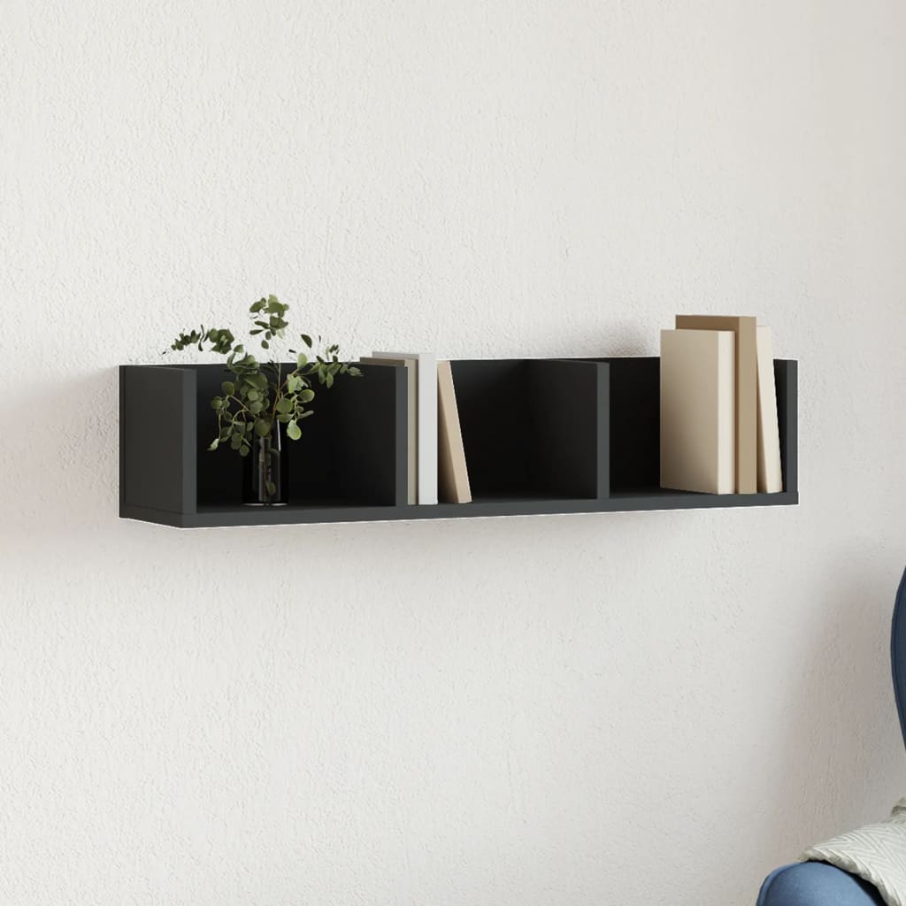 vidaXL Dulap de perete, negru, 75x18x16,5 cm, lemn compozit vidaXL Dulap de perete, negru, 75x18x16,5 cm, lemn compozit