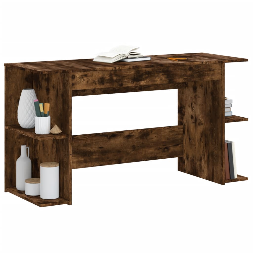 vidaXL Birou, stejar afumat, 140x50x75 cm, lemn compozit