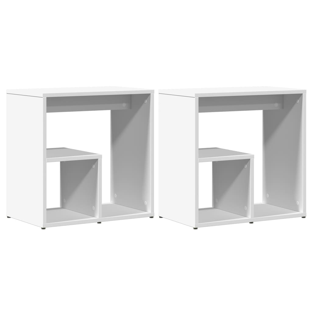 vidaXL Masă laterală, 2 buc., alb, 50x30x50 cm, lemn prelucrat vidaXL Masă laterală, 2 buc., alb, 50x30x50 cm, lemn prelucrat
