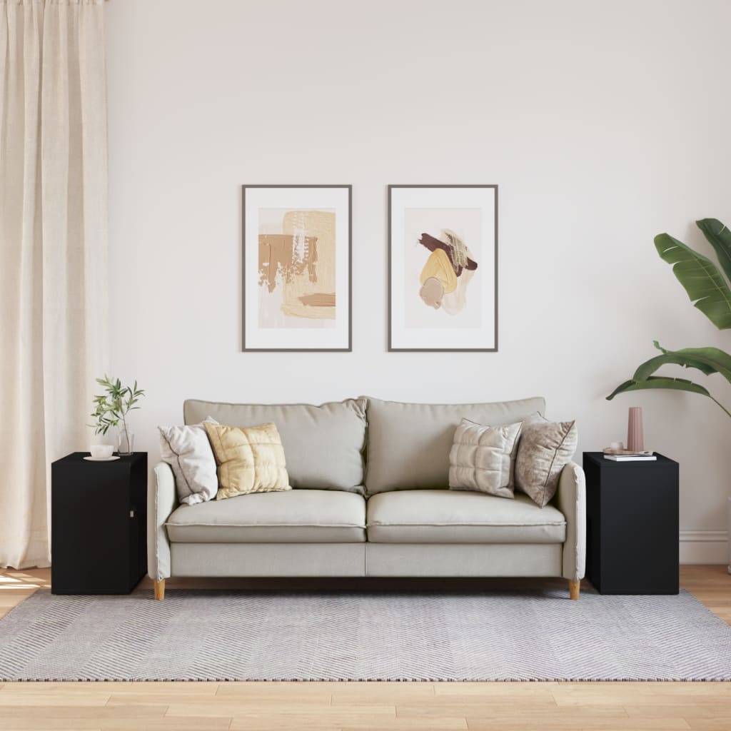 vidaXL Masă laterală, 2 buc., negru, 50x30x50 cm, lemn prelucrat vidaXL Masă laterală, 2 buc., negru, 50x30x50 cm, lemn prelucrat