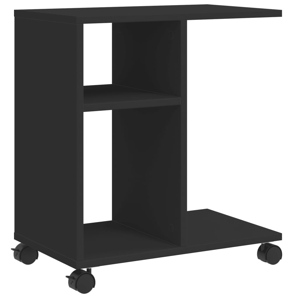 vidaXL Masă laterală cu roți, negru, 50x30x55 cm, lemn prelucrat vidaXL Masă laterală cu roți, negru, 50x30x55 cm, lemn prelucrat