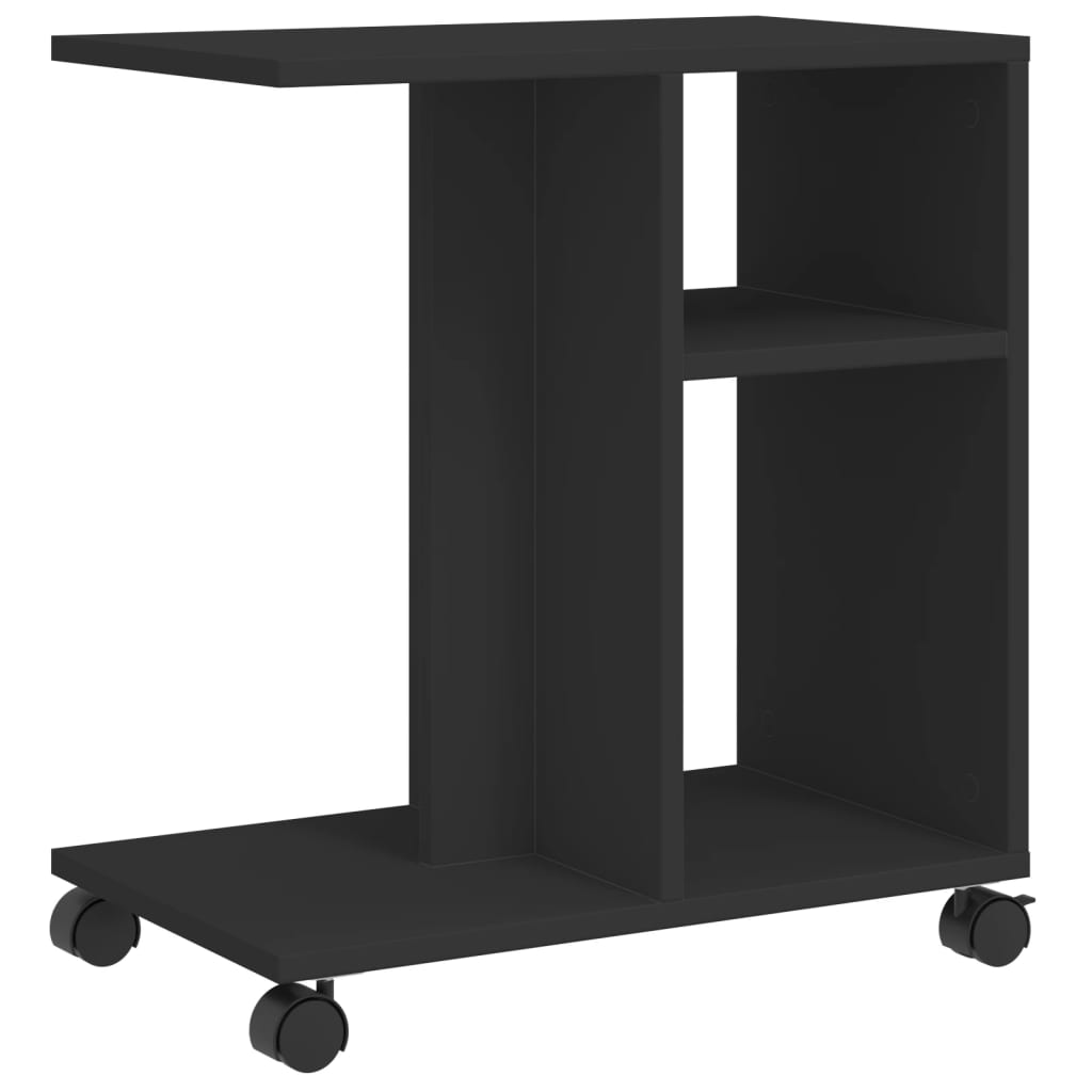 vidaXL Masă laterală cu roți, negru, 50x30x55 cm, lemn prelucrat vidaXL Masă laterală cu roți, negru, 50x30x55 cm, lemn prelucrat