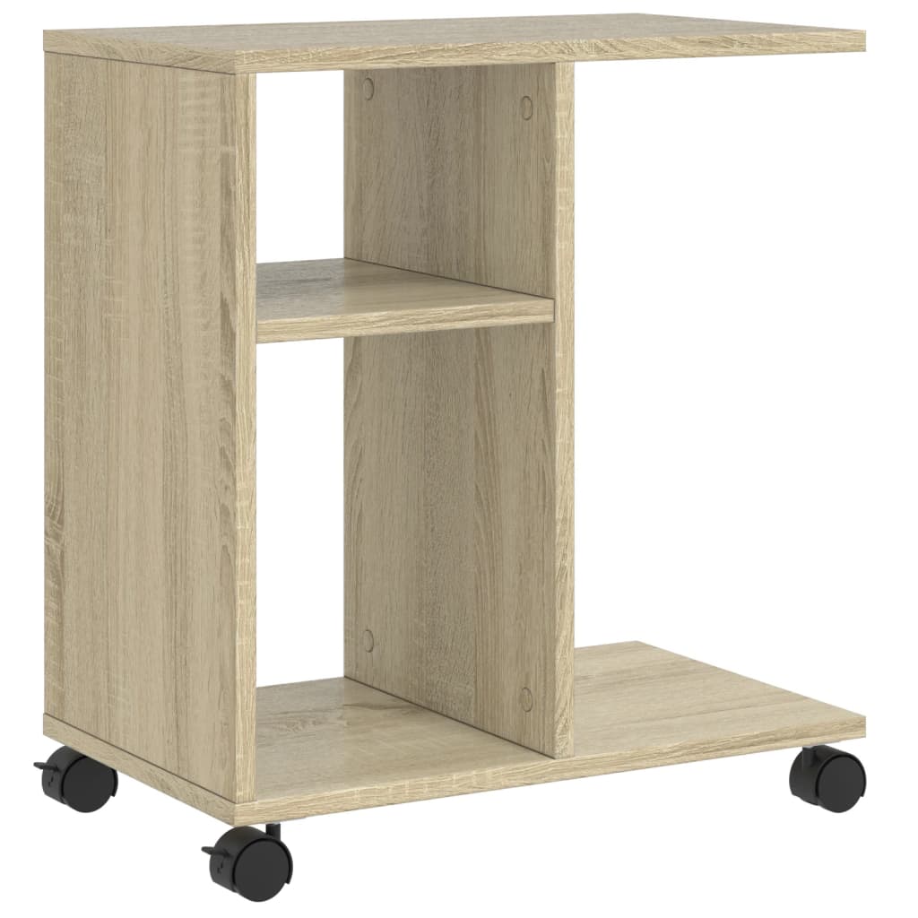 vidaXL Masă laterală cu roți, stejar sonoma 50x30x55 cm lemn prelucrat vidaXL Masă laterală cu roți, stejar sonoma 50x30x55 cm lemn prelucrat