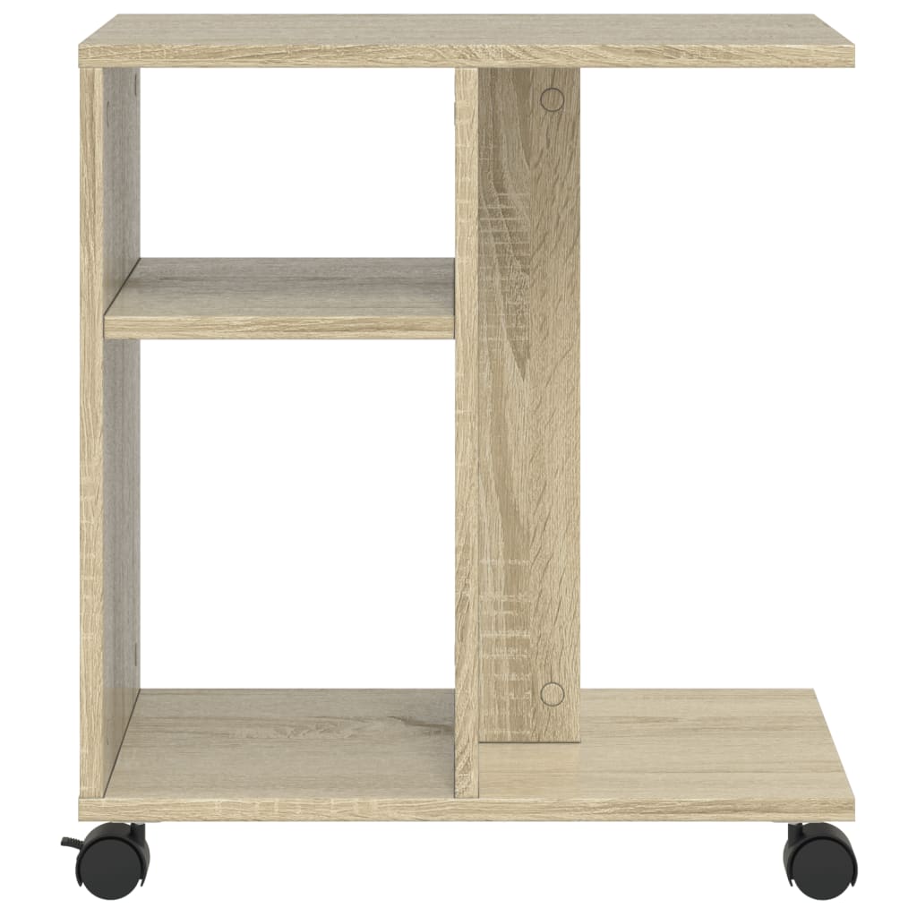 vidaXL Masă laterală cu roți, stejar sonoma 50x30x55 cm lemn prelucrat vidaXL Masă laterală cu roți, stejar sonoma 50x30x55 cm lemn prelucrat