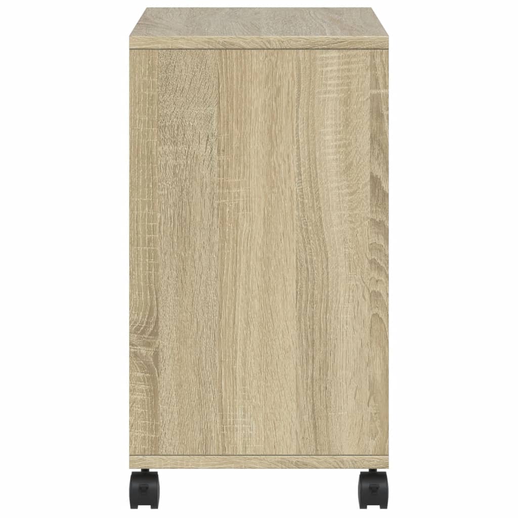 vidaXL Masă laterală cu roți, stejar sonoma 50x30x55 cm lemn prelucrat vidaXL Masă laterală cu roți, stejar sonoma 50x30x55 cm lemn prelucrat