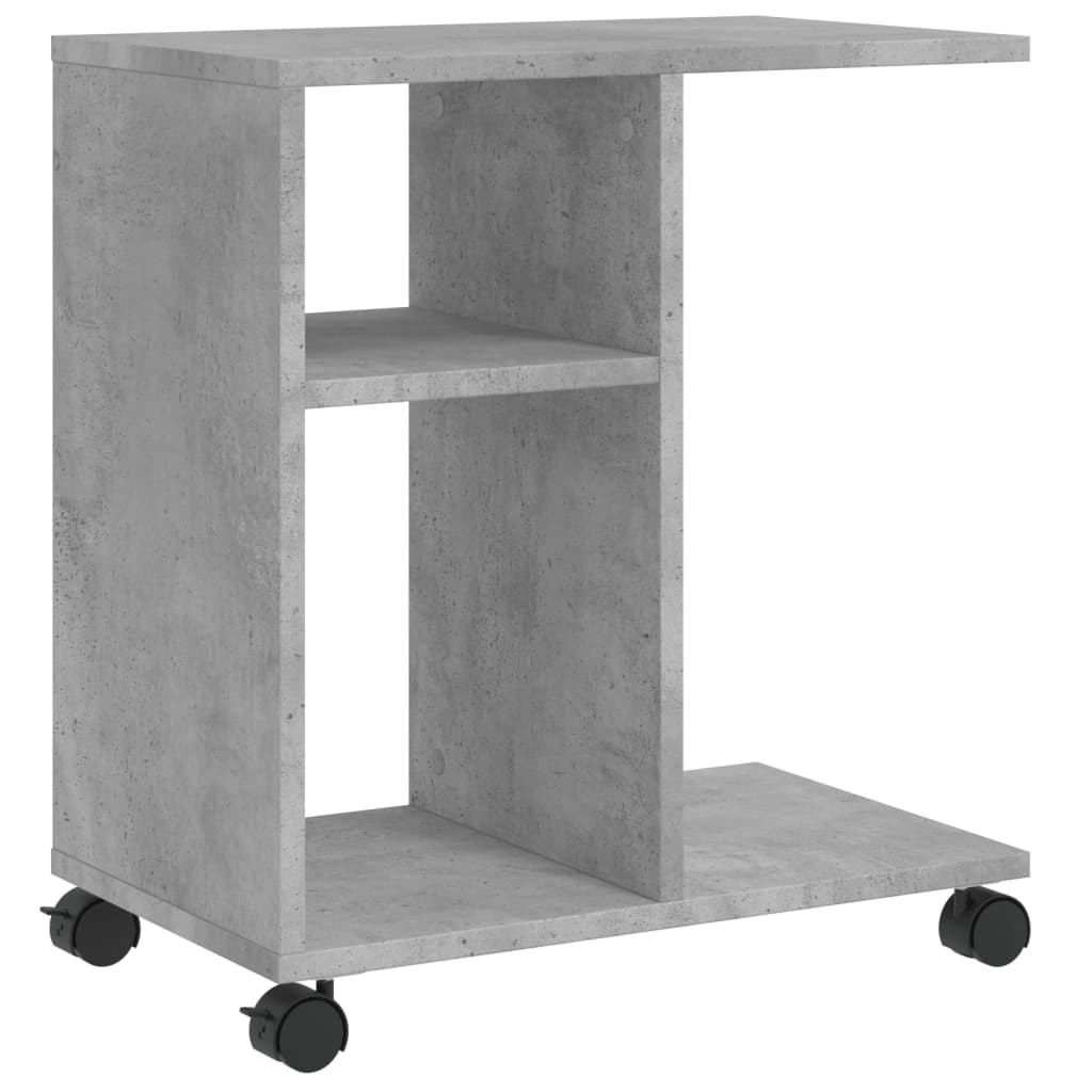 vidaXL Masă laterală cu roți, gri beton, 50x30x55 cm, PAL vidaXL Masă laterală cu roți, gri beton, 50x30x55 cm, PAL