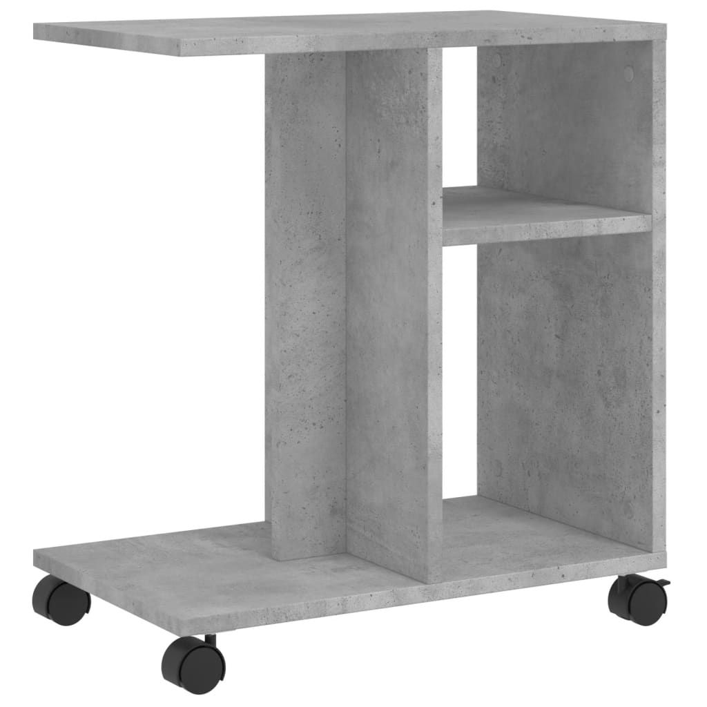 vidaXL Masă laterală cu roți, gri beton, 50x30x55 cm, PAL vidaXL Masă laterală cu roți, gri beton, 50x30x55 cm, PAL