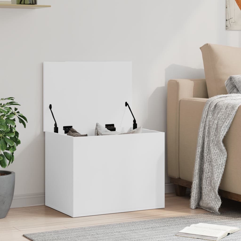 vidaXL Cutie de depozitare, alb, 60x42x46 cm, lemn prelucrat vidaXL Cutie de depozitare, alb, 60x42x46 cm, lemn prelucrat