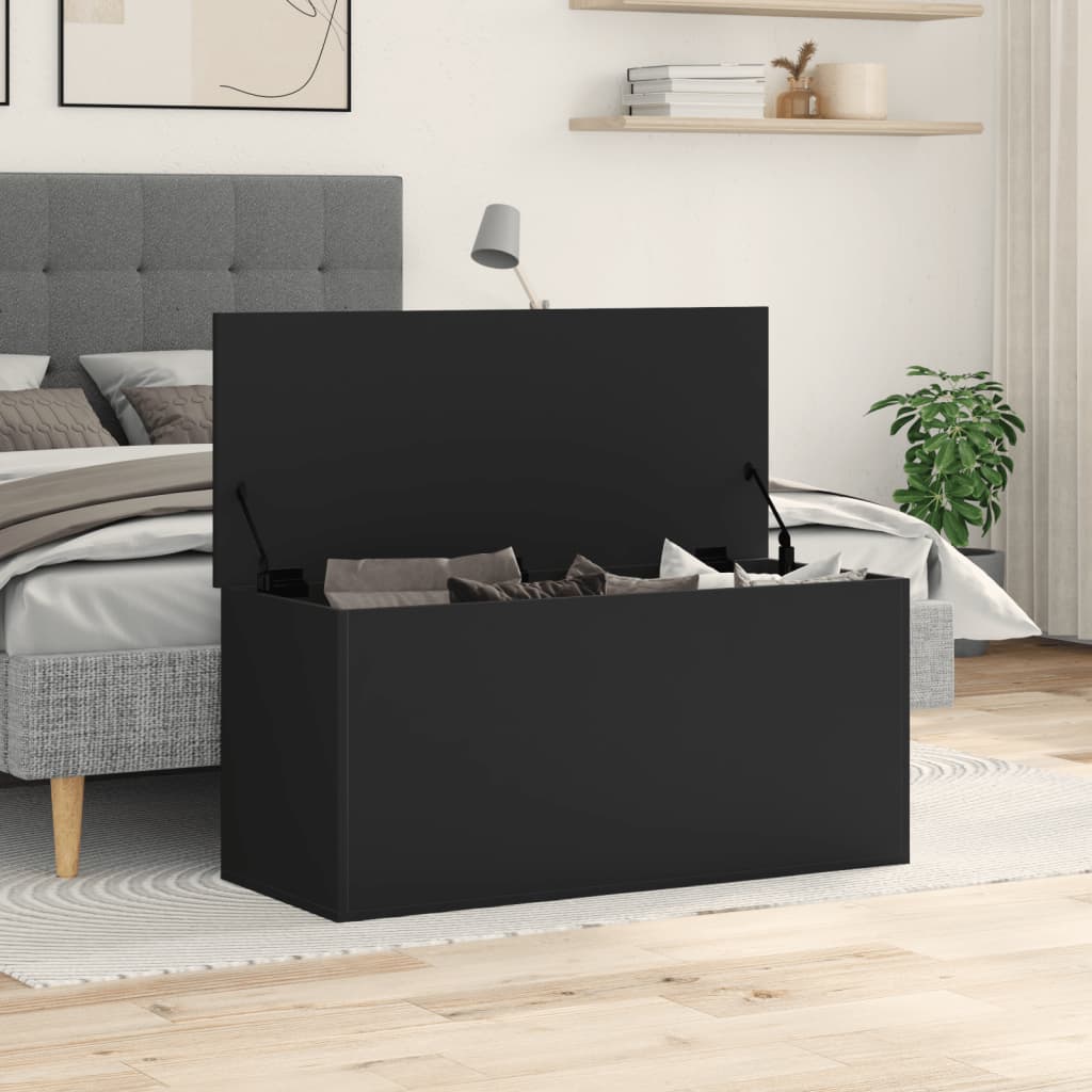vidaXL Cutie de depozitare, negru, 100x42x46 cm, lemn prelucrat vidaXL Cutie de depozitare, negru, 100x42x46 cm, lemn prelucrat