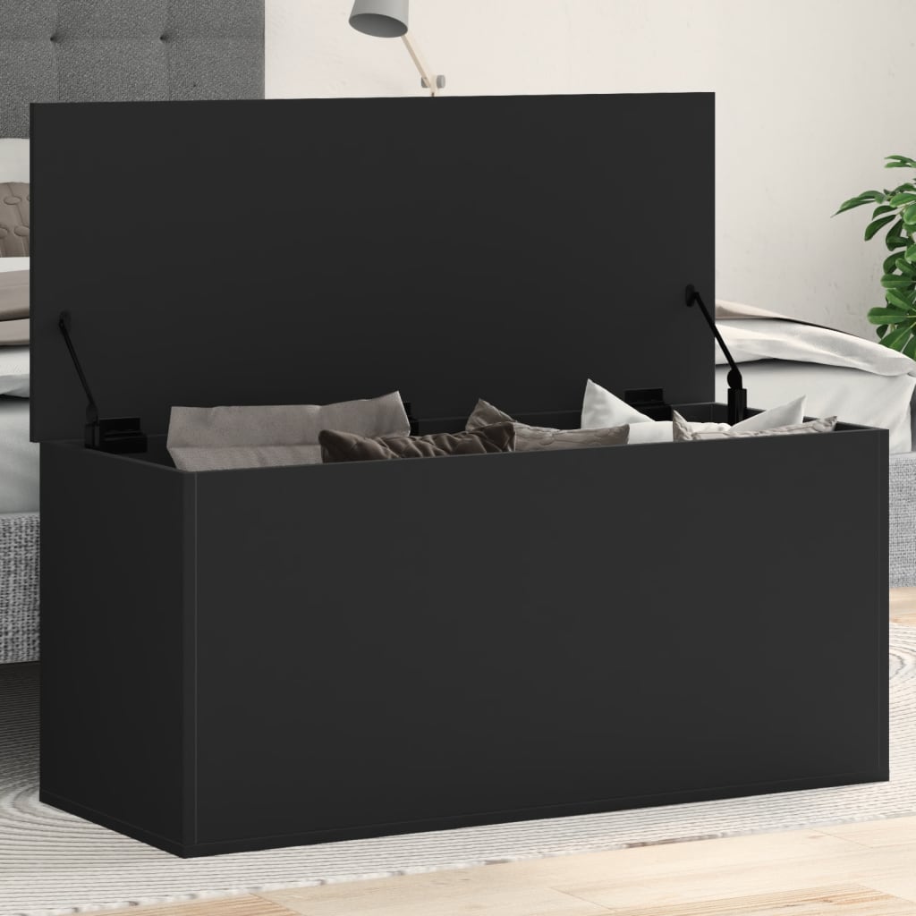 vidaXL Cutie de depozitare, negru, 100x42x46 cm, lemn prelucrat vidaXL Cutie de depozitare, negru, 100x42x46 cm, lemn prelucrat