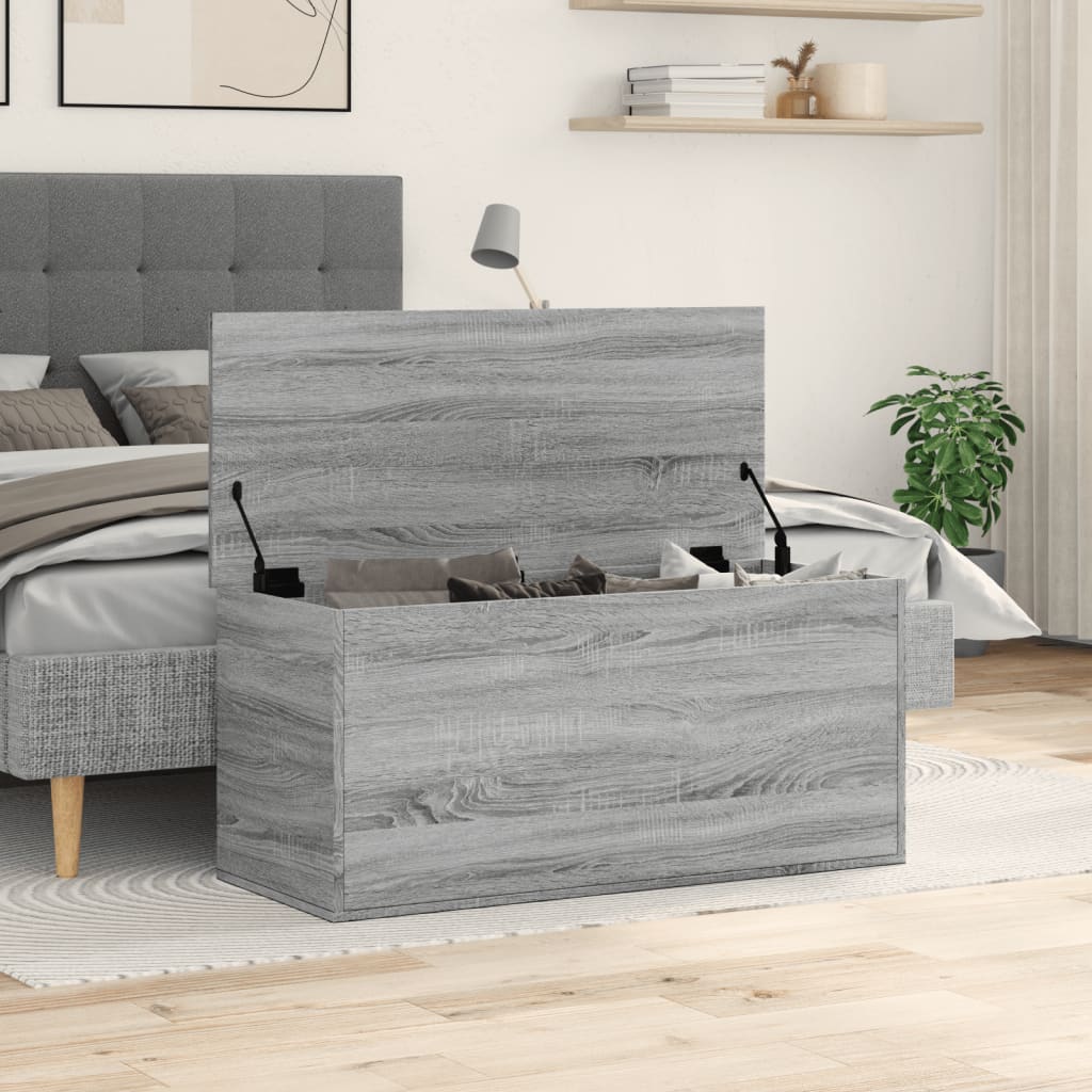vidaXL Cutie de depozitare, gri sonoma, 100x42x46 cm, lemn prelucrat vidaXL Cutie de depozitare, gri sonoma, 100x42x46 cm, lemn prelucrat