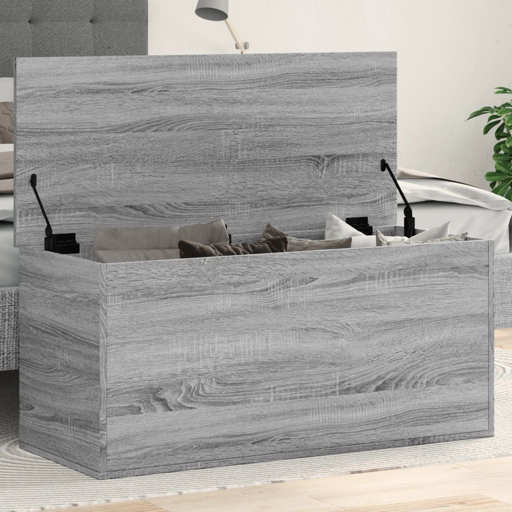 vidaXL Cutie de depozitare, gri sonoma, 100x42x46 cm, lemn prelucrat vidaXL Cutie de depozitare, gri sonoma, 100x42x46 cm, lemn prelucrat