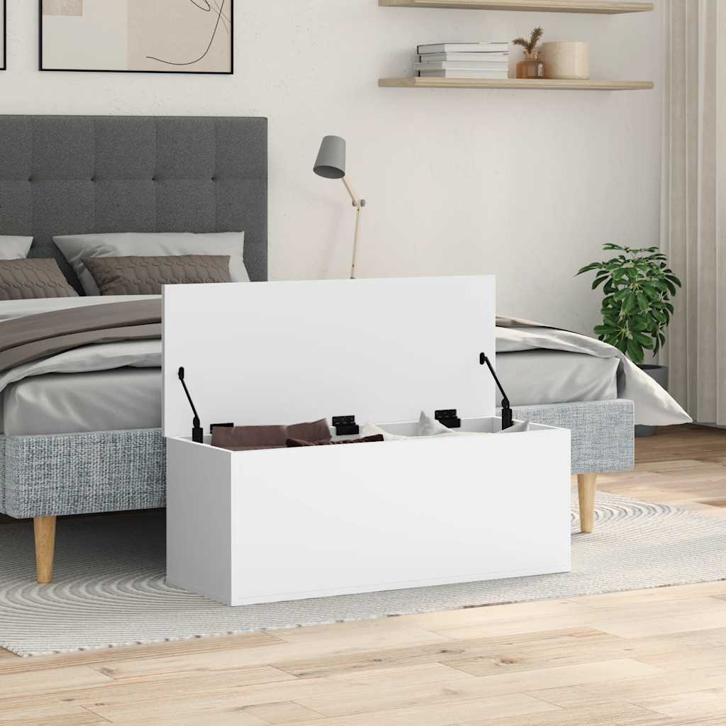 vidaXL Cutie de depozitare, alb, 90x35x35 cm, lemn prelucrat