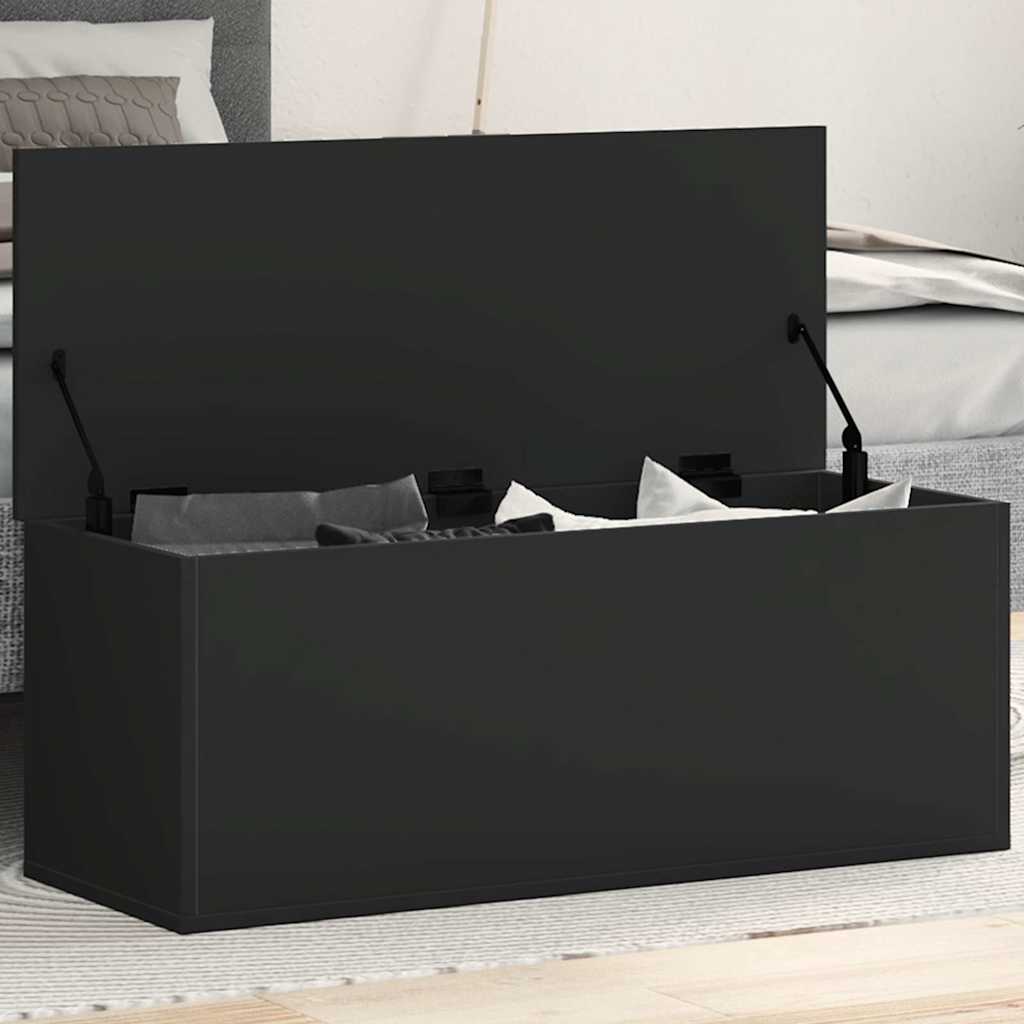 vidaXL Cutie de depozitare, negru, 90x35x35 cm, lemn prelucrat vidaXL Cutie de depozitare, negru, 90x35x35 cm, lemn prelucrat