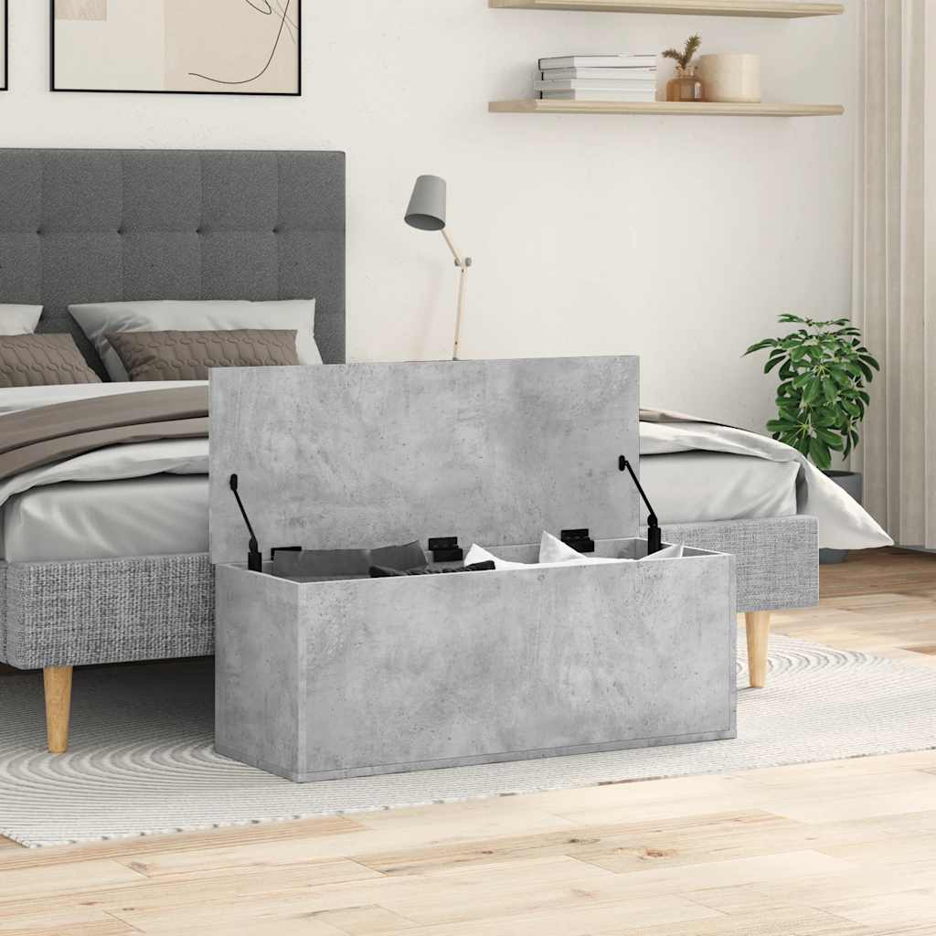 vidaXL Cutie de depozitare, gri beton, 90x35x35 cm, lemn prelucrat vidaXL Cutie de depozitare, gri beton, 90x35x35 cm, lemn prelucrat