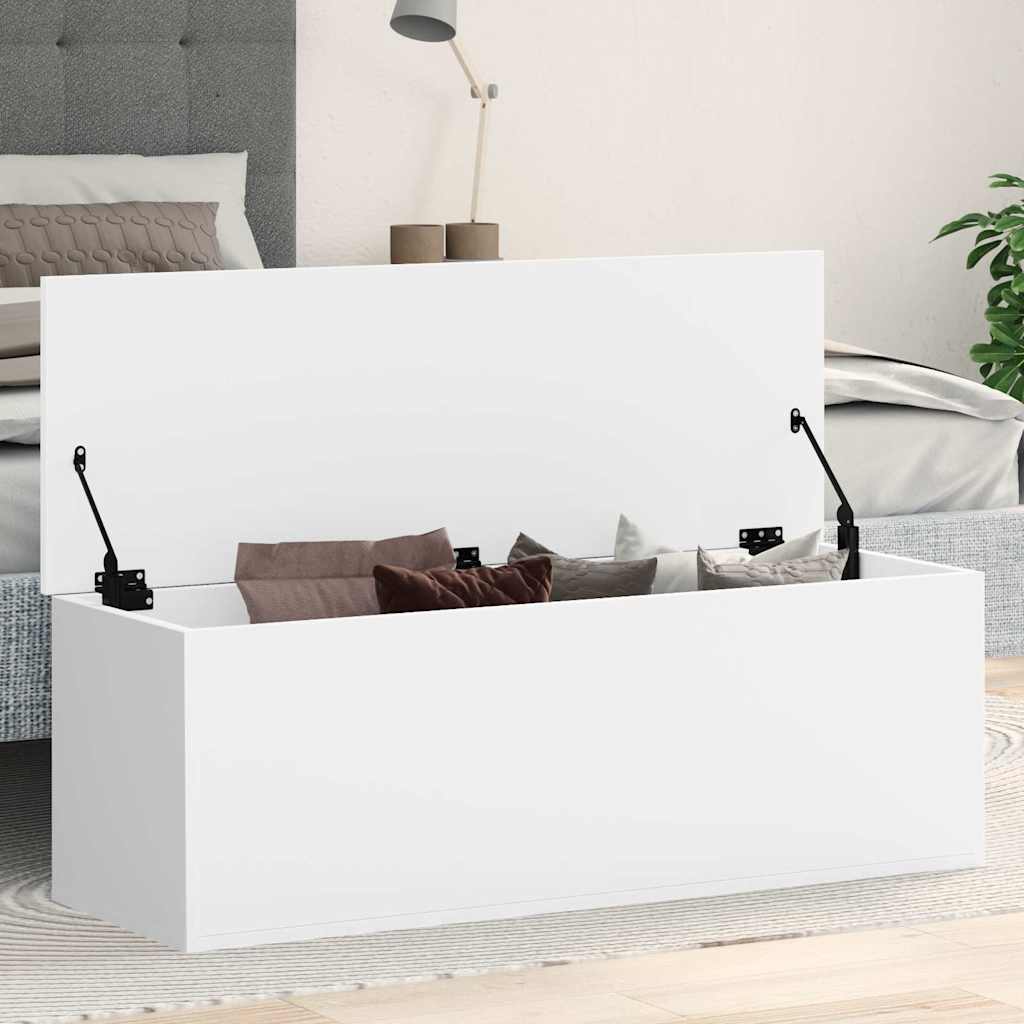 vidaXL Cutie de depozitare, alb, 102x35x35 cm, lemn prelucrat vidaXL Cutie de depozitare, alb, 102x35x35 cm, lemn prelucrat