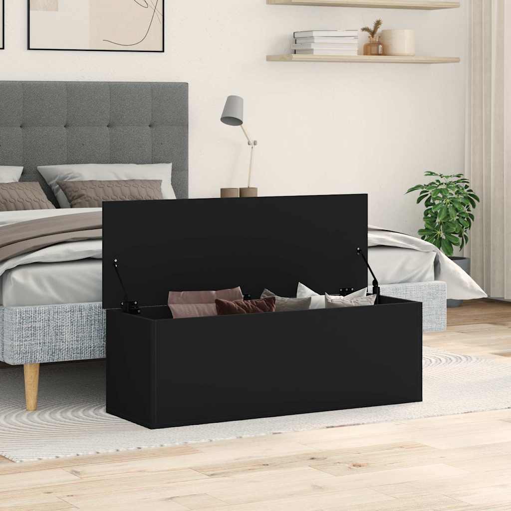 vidaXL Cutie de depozitare, negru, 102x35x35 cm, lemn prelucrat