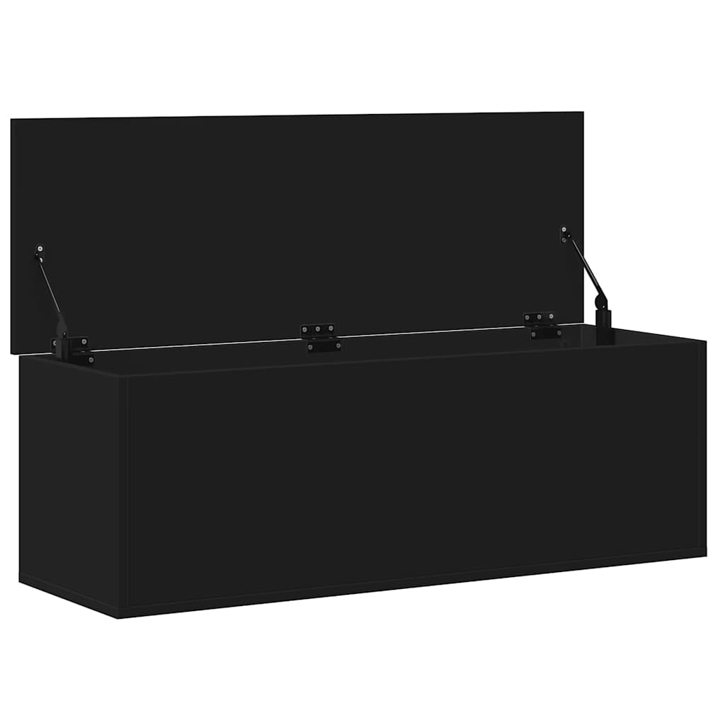 vidaXL Cutie de depozitare, negru, 102x35x35 cm, lemn prelucrat