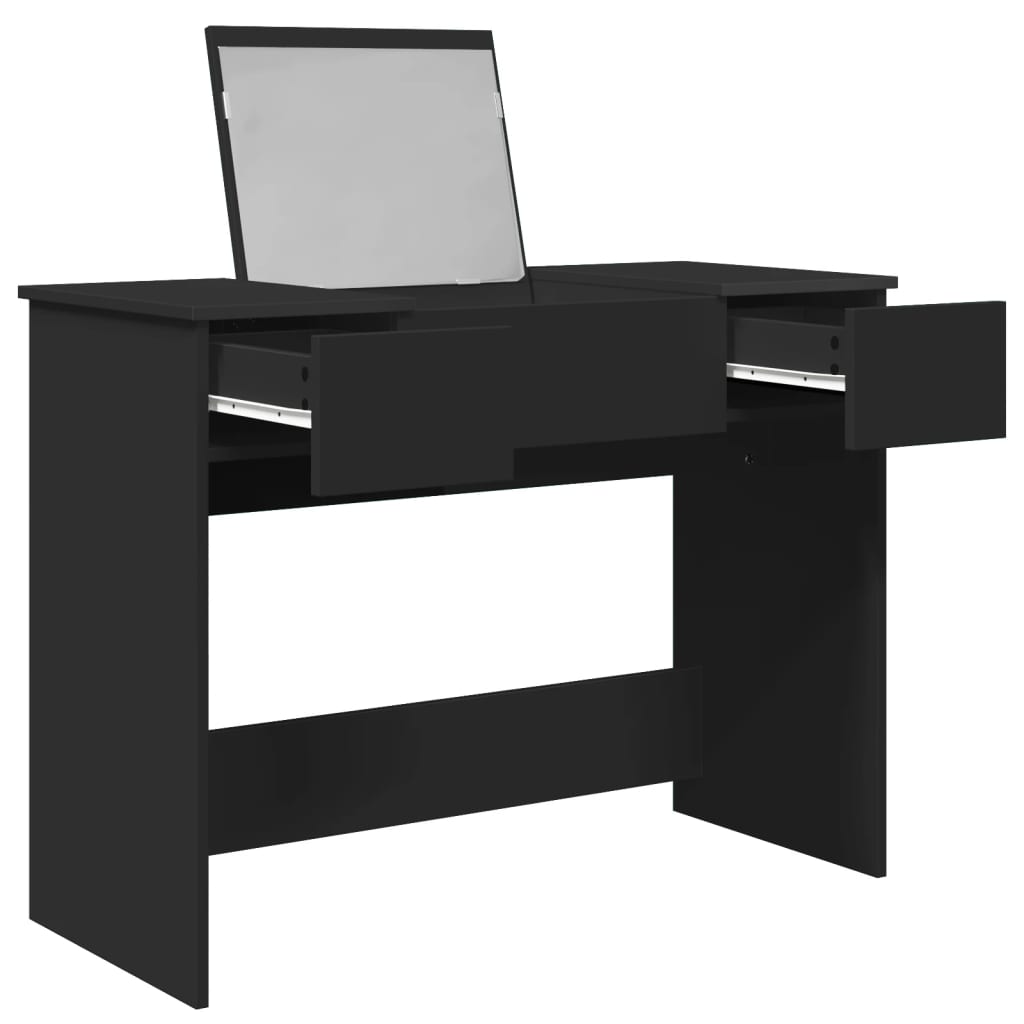 vidaXL Masă de toaletă cu oglindă, negru, 100x45x76 cm