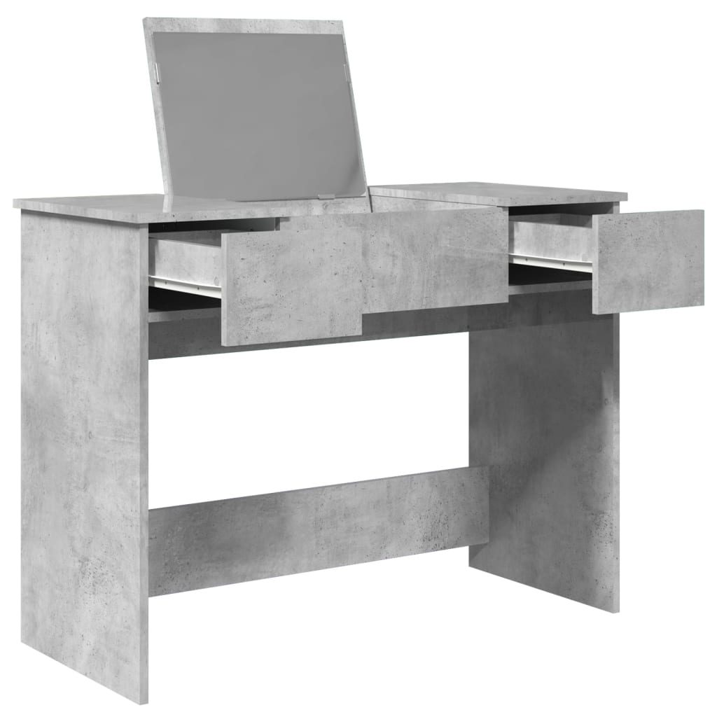 vidaXL Masă de toaletă cu oglindă, gri beton, 100x45x76 cm vidaXL Masă de toaletă cu oglindă, gri beton, 100x45x76 cm