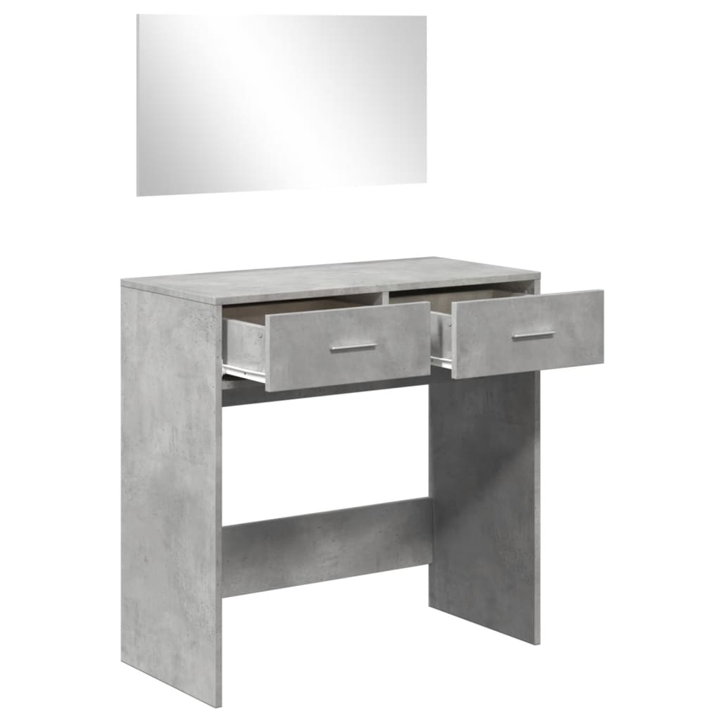 vidaXL Masă de toaletă cu oglindă, gri beton, 80x39x80 cm vidaXL Masă de toaletă cu oglindă, gri beton, 80x39x80 cm