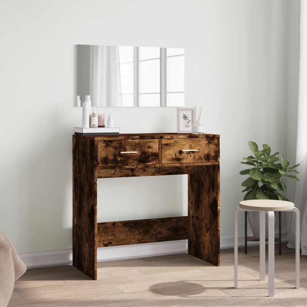 vidaXL Masă de toaletă cu oglindă, stejar fumuriu, 80x39x80 cm