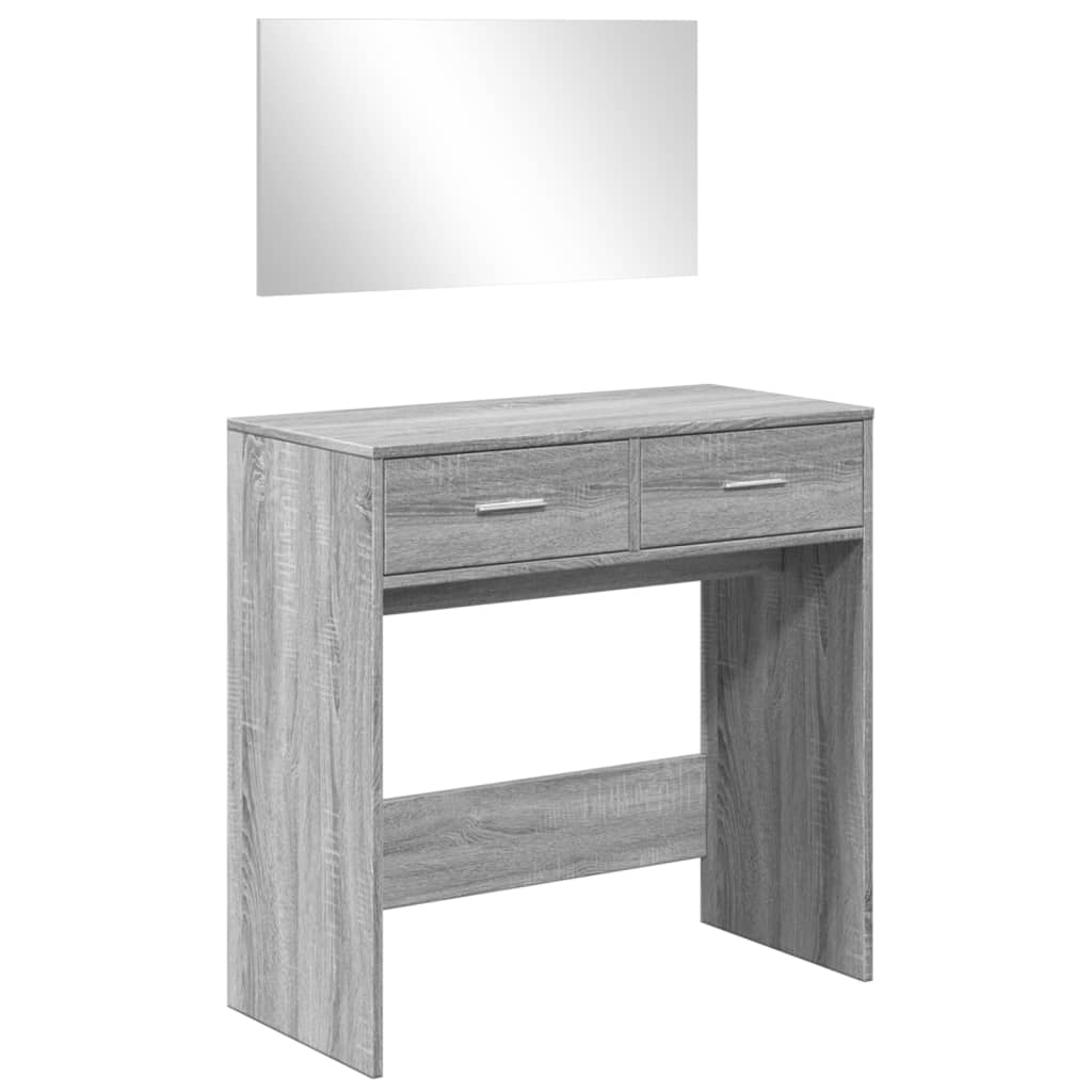 vidaXL Masă de toaletă cu oglindă, gri sonoma, 80x39x80 cm vidaXL Masă de toaletă cu oglindă, gri sonoma, 80x39x80 cm