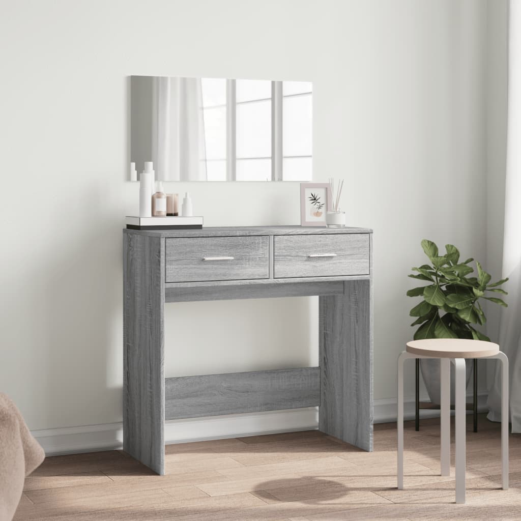 vidaXL Masă de toaletă cu oglindă, gri sonoma, 80x39x80 cm vidaXL Masă de toaletă cu oglindă, gri sonoma, 80x39x80 cm