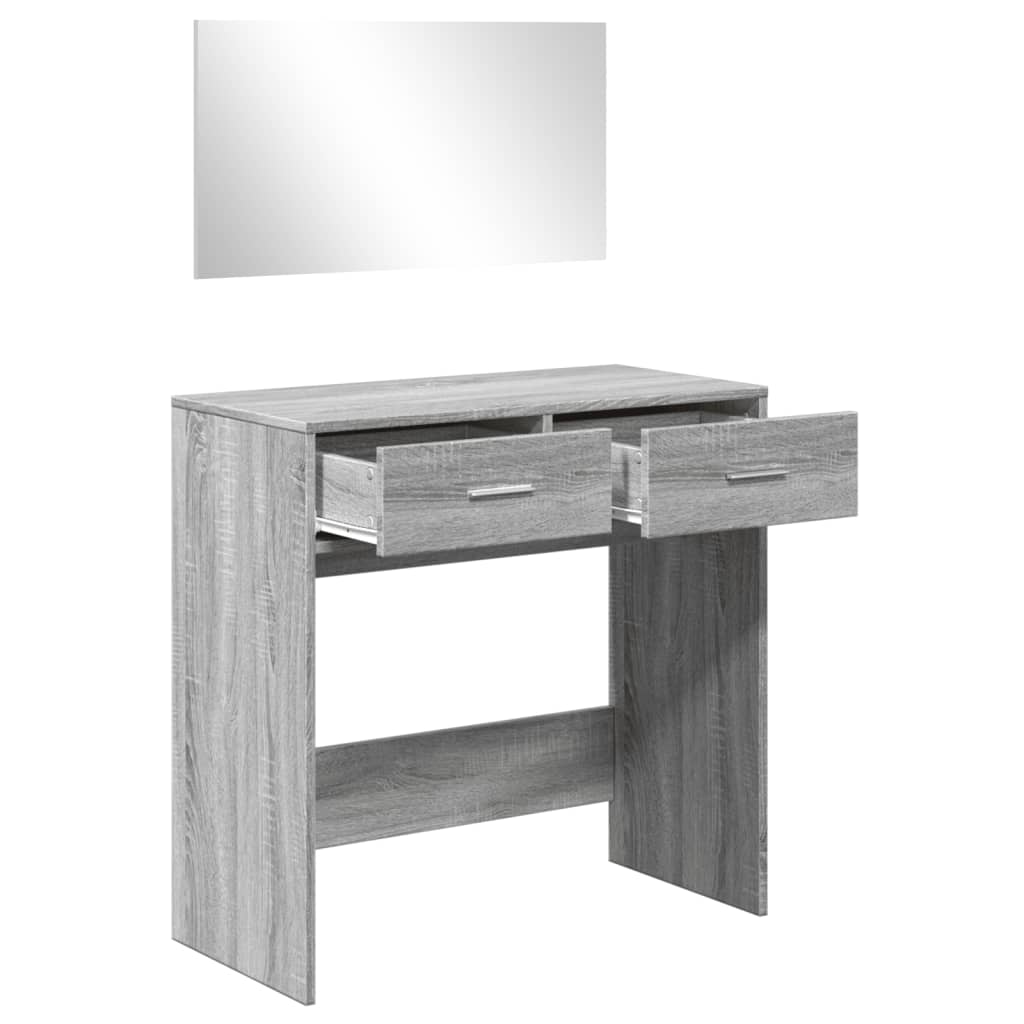 vidaXL Masă de toaletă cu oglindă, gri sonoma, 80x39x80 cm vidaXL Masă de toaletă cu oglindă, gri sonoma, 80x39x80 cm